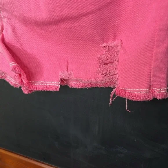 Justice Girls Size 16 Pink White Gradient Denim Shorts Cut Off Frayed - Picture 6 of 8
